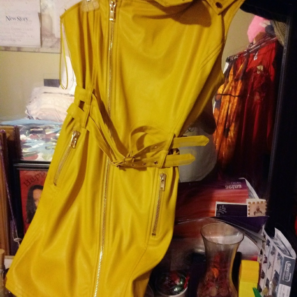 Faux leather mini dress